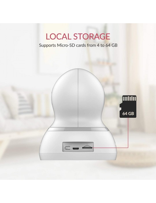 [H20] YI Dome Surveillance Camera White 1080p Internal IP Wifi Camera Compatible with Alexa, 360 ° Coverage in FHD