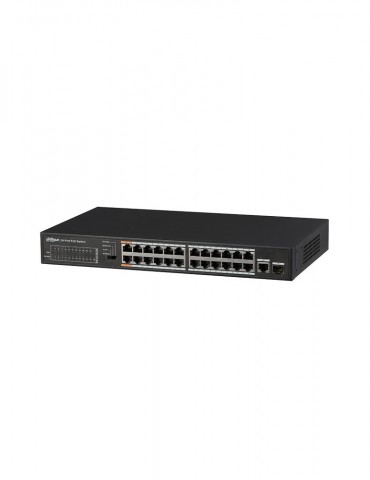 [DH-PFS3125-24ET-190] DAHUA Gigabit Combo PoE Switch 1 Gigabit Ports + 24Port FE PoE 10/100Mbps, vista de los puertos