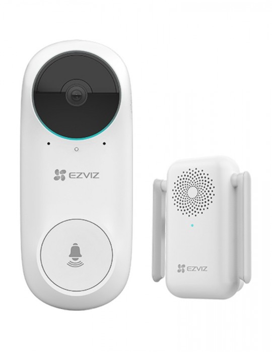 [DB2C Kit] EZVIZ Timbre Inteligente con Vídeo y Receptor, 1080P, Batería Recargable, Alarma Manipulación, Detector de Movimiento